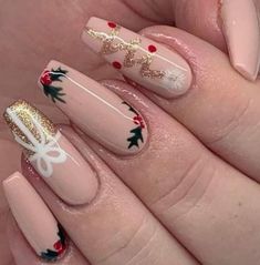 Nail Art Noel, Christmas Nails Easy, Christmas Gel Nails, Christmas Nail Art Designs, Christmas Nails Acrylic, Nail Art Ideas, Christmas Nail