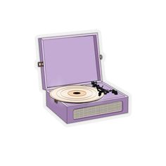 an old - fashioned record player is shown in purple