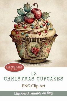 christmas cupcakes png clip art for scrapbooking, cards and more