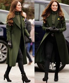 Kate Middleton Style Outfits, Looks Kate Middleton, Kate Middleton Outfits, Middleton Style, Kate Middleton Style, Green Coat, Royal Fashion