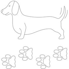 a drawing of a dachshund dog with paw prints on it's side