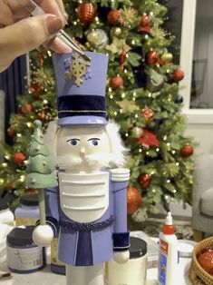 How To Paint A Nutcracker To Match Your Color Scheme Painting Nutcrackers, Paint A Nutcracker, Blue Nutcracker, Nutcracker Crafts, Blue Christmas Decor, Christmas Crafts To Make, Favorite Paint Colors, Craft Stash, Favorite Paint