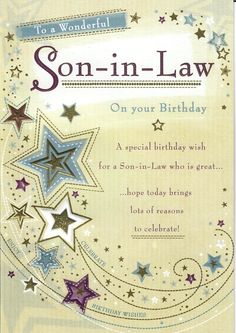 a birthday card for son - in - law with stars and swirls on it