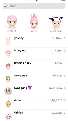 an iphone screen showing different emotes on the app