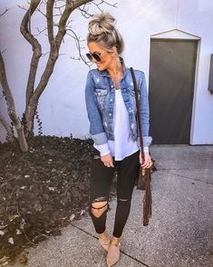 Spring Outfit Women, Spring Outfits 2020, Jean Jacket Outfits, Jeans Outfit Casual, Winter Dress Outfits, Outfit Jeans, Summer Dress Outfits, Trend Fashion