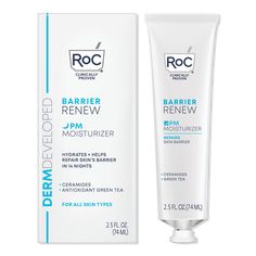 Barrier Renew PM Moisturizer Ceramides + Antioxidant Green Tea - RoC | Ulta Beauty Roc Moisturizer, Pm Moisturizer, Liquid Shadow, Peach And Lily, Health Research, Skin Care Cream, Moisturizing Shampoo, Body Makeup, Beauty Awards