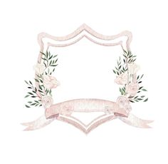 an ornate frame with flowers and ribbons