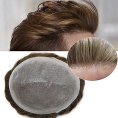 "Base Design: Thin Skin Full Poly (PU) (0.06mm Thickness) Model Number: Thin Skin 0.06mm Hair Density: Light-Medium (100%)  Hair Type/ Material: Remy Human Hair Gray Hair Type: K7 Japan Synthetic Fiber Hair Length: 6\" inches Hair Wave: 32mm, Slight Wavy Hair Style: Free-to-Style Made Method: Hand-Tied Shipment: U.S.A. shipping & customer service. Stocks in the USA, I would only serve the finest quality, competitive price, and professional service hair pieces around the world. It's our pleasure Hair Pieces For Men, Human Hair Pieces, Mens Toupee, Hair Replacement Systems, Hair Toupee, Men's Wigs, Natural Wigs, Hair System, Wigs Human Hair