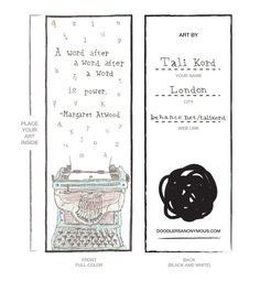 two bookmarks with an old fashioned typewriter and the words, i am not after a