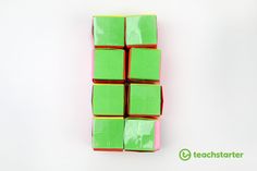 green and red cubes stacked on top of each other