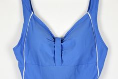 Vintage blue one piece swimsuit in mint condition. Size 46 B/C 80% nylon 20% spandex Padded cups Lined front bust 40 cm = 15.7 in length 70 cm = 27.6 in Blue Sleeveless Nylon Tankini, Sporty Light Blue Swimwear For Swimming, Blue Nylon Tankini With Built-in Bra, Light Blue Sleeveless Tankini For Swimming, Blue One-piece Tankini With Built-in Bra, Blue One Piece Swimsuit, Blue One Piece, Chevron Stripe, Cotton Pullover