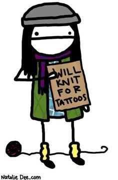 a cartoon character holding a sign that says, i'm not for tattooing