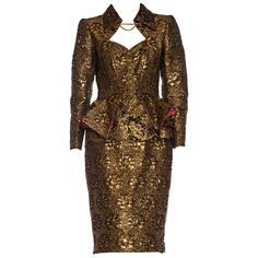 1980S EMMANUEL UNGARO Black & Gold Haute Couture Silk Lurex Matelassé Evening Suit Luxury Gold Evening Bottoms, 1970s Haute Couture, Gold Haute Couture, Emmanuel Ungaro, Evening Suit, Victorian Lace, Gold Silk, Paco Rabanne, Fashion History