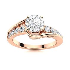 a rose gold engagement ring with diamonds