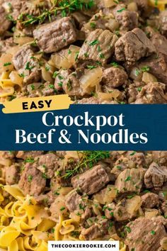 the crockpot beef and noodles recipe is ready to be eaten on the table