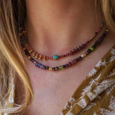 Thulite, labradorite, turquoise, ruby, chrysocolla, Thai silver plated in 22k gold Adjustable 16-18" All natural stones slight variations in color will occur Handmade in CT Riverstone Jewelry Adjustable Bohemian Emerald Necklace With Natural Stones, Bohemian Gold Emerald Necklace With Gemstone Beads, Bohemian Emerald Necklace With Round Beads, Multicolor Chrysocolla Necklace For Jewelry Making, Bohemian Labradorite Stone Necklaces, Multicolor Labradorite Jewelry With Natural Stones, Bohemian Chrysocolla Gemstone Necklace, Multicolor Labradorite Natural Stones Jewelry, Artisan Multicolor Chrysocolla Necklace