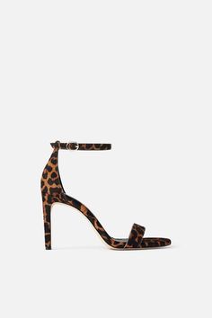 High heel sandals with leopard print. Strap at front. Thin heel. Buckled ankle strap closure. Heel height 3.7" Smoke and pet free. Thanks for looking:) Animal Print High Heels, Leopard High Heels, Leopard Sandals, Zara Heels, Leopard Print Heels, Zara Shoes, High Heel Sandals, Leather Heels, Women's Shoes Sandals