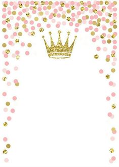 pink and gold confetti with a crown on top