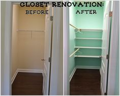 before and after photos of an empty closet