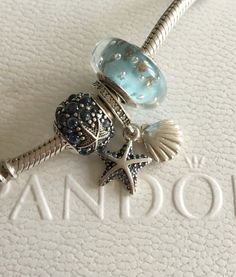 Blue Pandora Bracelet, Pandora Bracelet Aesthetic, Bracelet Aesthetic, Pandora Bracelet Charms Ideas, Pandora Bracelet Designs, Bracelet Pandora, Wrist Jewelry, Jewelry Accessories Ideas