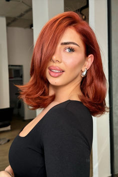 Read how to keep it vibrant all summer long!  By @anderrateliehair on IG! Brown Hair Red Lipstick, Red Hair Color With Bangs, Ginger Bob Hairstyles, Red French Bob, Ginger Long Bob, Short Copper Red Hair, Red Hair Short Bob, Long Bob Red Hair, Ginger Bob Hair