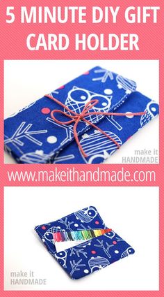 the 5 minute diy gift card holder is made from fabric and has been folded