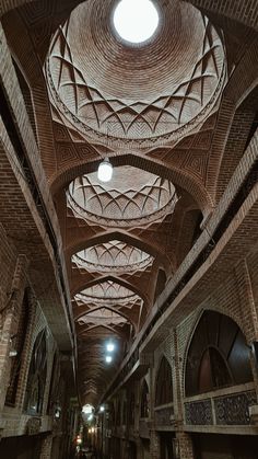 the inside of a large building with vaulted ceilings