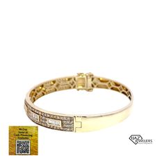 10K Gold Diamond Bangle Bracelet Available With These Specifications: Metal: 10K Gold Color: Yellow Weight: 20.7 Grams Stones: Diamond Shape: Round CTW: 2.98 Formal 14k Gold Diamond Bangle Bracelet, 14k Gold Diamond Bangle For Formal Occasions, 14k Gold Diamond Bracelet With 17 Jewels, Fine Jewelry Gold Diamond Bracelet Hallmarked, Formal 14k Gold Bracelets With Diamond Accents, Formal 14k Gold Bracelets With Vvs Clarity, Fine Jewelry 14k Stamped Bangle Bracelet, Formal 14k Gold Hand Set Bracelets, Formal 14k Gold Hallmarked Diamond Bracelet