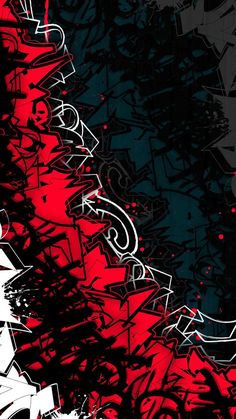 an abstract red and black background with some type of graffiti on the bottom right corner