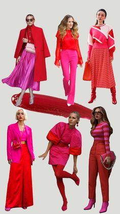 Pink and red outfit inspiration #pink #red #outfitinspiration Pink And Red Skirt Outfit, Magenta Pink Outfit Ideas, Pink Red Dress Outfit, Pink And Red Work Outfit, Pink Red Clothes, Fushia And Red Outfit, Pink And Red Winter Outfit, Pink And Red Dress Outfit, Pink And Red Outfit Black Women