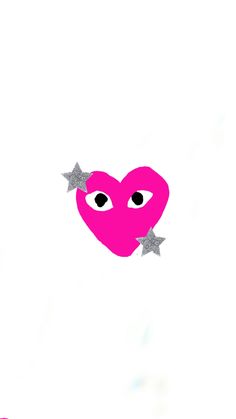 a pink heart with silver stars sticking out of it's eyes on a white background