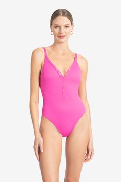 Our Amy v-neck one piece is an essential swim piece with a twist. It's deep neck, low back, and gold details makes this the perfect suit. A piece that is the perfect amount of skin exposure. Product Details: - V-neck one piece with snap hardware details- Removable cups- Adjustable straps- Minimal coverage- 92% nylon, 8% spandex- Style: 220813- Zinta is in size 2. Model measurements: height 5'10", bust 34B, waist 24", hips 34" Los Angeles Design, Looks Chic, High Leg, Licorice, Cut Design, Low Back, Gold Details, Resort Wear, Twist