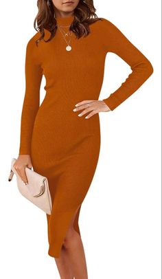 Amazon | Prime Deals | Fall Dress | Fall Sweater | Sweater Dress | Wedding Guest Outfit | Fall Wedding | Midi Dress | Slit Dress | Pumpkin Patch Outfit | Family Photos Outfit New Year’s Eve Outfit, Party Sweaters, Ribbed Bodycon Dress, Ribbed Sweater Dress, Eve Outfit, Turtleneck Sweater Dress, Trendy Fall Outfits, Sweater Dress Women, Long Sleeve Sweater Dress