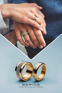 two people holding hands with their wedding rings on top of them and the words bering written