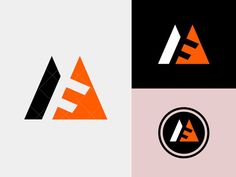 three different logos designed to look like triangles