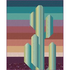 an abstract painting of a cactus in the desert