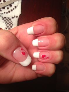 acrylic nails french tip heart Heart Tip Nails, Pink Tip Nails, Pink French Nails, Nails Heart, Heart Nail Designs, French Tip Nail Designs, Nail Designs Valentines, French Tip Acrylic Nails, French Acrylic Nails