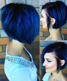 Pink Bob with Baby Bangs, 26 Cute Short Haircuts That Aren't Pixies - (Page 24) Graduated Bob Haircuts, Blue Bob, Graduated Bob, Cute Short Haircuts, Chin Length Bob, Asymmetrical Bob, Hair Cute, Inverted Bob, Best Short Haircuts