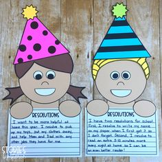 two children's birthday hats made out of paper with the words dessoultions