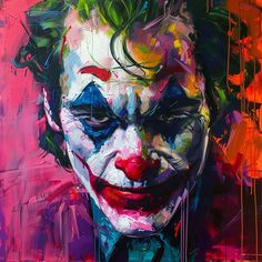 a painting of the joker with his face painted on it's chest and eyes closed