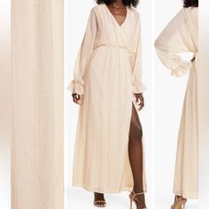 Lulus Large Maxi Pink Dress Herat Whim Long Sleeve Faux Wrap Dress Slip-On Surplice V-Neck Elastic Waist Side Slip Lining: 100polyster 82rayon 18nylon Great Summer Dress Vocation, Baby Shower, Party, Beach, Wedding Guest, Dinner, Wedding Shower Feminine V-neck Lined Maxi Dress, Daywear V-neck Lined Maxi Dress, Cream V-neck Maxi Dress For Date Night, Cream V-neck Lined Dresses, Cream Lined V-neck Dresses, Maxi Pink Dress, Beach Wedding Guest, Dress Slip, Dinner Wedding