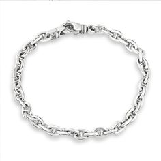 Men's high quality solid 14k white, yellow, rose gold or platinum bracelet is handmade in our USA factory.  The clasp is durable and meant to last a lifetime.  The bracelet measures 8.5" Classic Link Bracelets With Polished Finish, Classic Polished Link Bracelets, Everyday White Gold Oval Link Bracelet, Classic Charm Bracelet With Cable Chain, Classic White Gold Oval Link Charm Bracelet, Classic Rolo Chain Link Bracelets, Classic White Gold Rolo Chain Bracelet, Modern Formal Bracelets With Rolo Chain, Classic Formal Charm Bracelet With Polished Finish