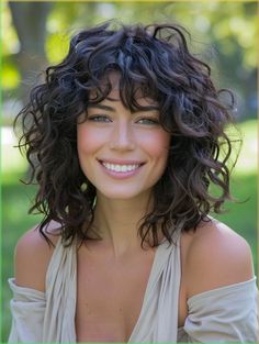 Best Curly Haircuts For Round Faces, Curly Shoulder Length Hair With Bangs, Shoulder Length Hair Cuts With Layers For Wavy Hair Medium, Shoulder Length Curly Hair With Layers Natural Wavy Bobs, Curly Hair Bob With Bangs, Curly Short Hair With Bangs, Shoulder Length Curly Hair With Bangs, Short Curly Shag With Bangs, Short Curly Hairstyles With Bangs