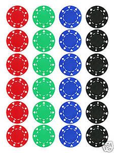 poker chips arranged in different colors on a white background