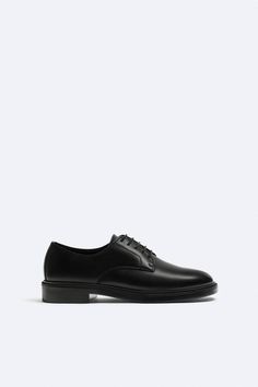 DRESS SHOES - Black | ZARA United States Semi-formal Flat Heel Dress Shoes For Spring, Semi-formal Spring Dress Shoes With Flat Heel, Spring Semi-formal Dress Shoes With Flat Heel, Semi-formal Leather Shoes With Pointed Toe, Casual Semi-formal Leather Shoes With Pointed Toe, Casual Leather Shoes For Semi-formal Occasions, Zara Leather Formal Loafers, Elegant Zara Loafers For Office, Elegant Flat Heel Lace-up Derby Shoes