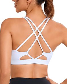 PRICES MAY VARY. WHY WE MADE THIS: We designed this bra with a strappy, crisscross back for a range of movement. Made with moisture wicking fabric that's sweat-wicking and four-way stretch that offers great support and coverage with a cool, give you smooth COTTONY-SOFT HANGFEEL, great shape retention, long-lasting comfort LIGHT SUPPORT: Strappy meets sporty in a supersoft scoop with light, removable padding and crossback styling for light support. Crisscross back straps let you twist with ease, Running Girl, Girls Sports Bras, Gym Bra, Bra For Women, Strappy Sports Bras, Back Light, Perfect Bra, Activewear Brands, Innovative Fashion