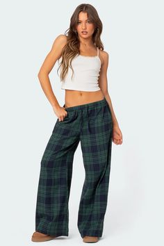 Lounge Around Plaid Wide Leg Pants – edikted Plaid Wide Leg Pants, Loose Wide Leg Pants, Wide Leg Lounge Pants, Plaid Decor, Pj Pants, Plaid Pants, Casual Trousers, Plaid Print, Lounge Pants