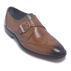 Up your style game by investing in these two-tone brown single monk wingtip brogues and smarten your look! Be it a business evening or a personal night out; you can never go wrong with them. The detailing on the tips and straps add flair to the footwear while the buckled strap design makes it functional and classy. Handmade with genuine high-quality leather, these single strap monk shoes will up your shoe game in no time. Leather Top Hat, Purple Leather Jacket, Brown Brogues, Monk Shoes, Dress Shoes For Men, Leather Formal Shoes, Oxford Brogues, Grow Old, Suede Leather Shoes