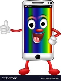 a smart phone cartoon character giving a thumbs up