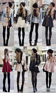 Scene Girl, Rocker Girl, Mode Casual, Looks Street Style, Winter Clothes, Black Tights, Looks Style